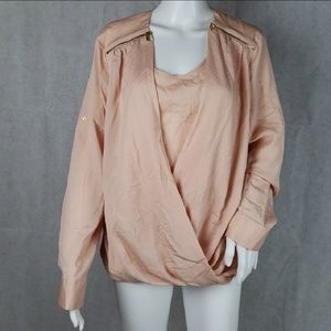 CALVIN KLEIN Pink & Gold Long Sleeve Blouse